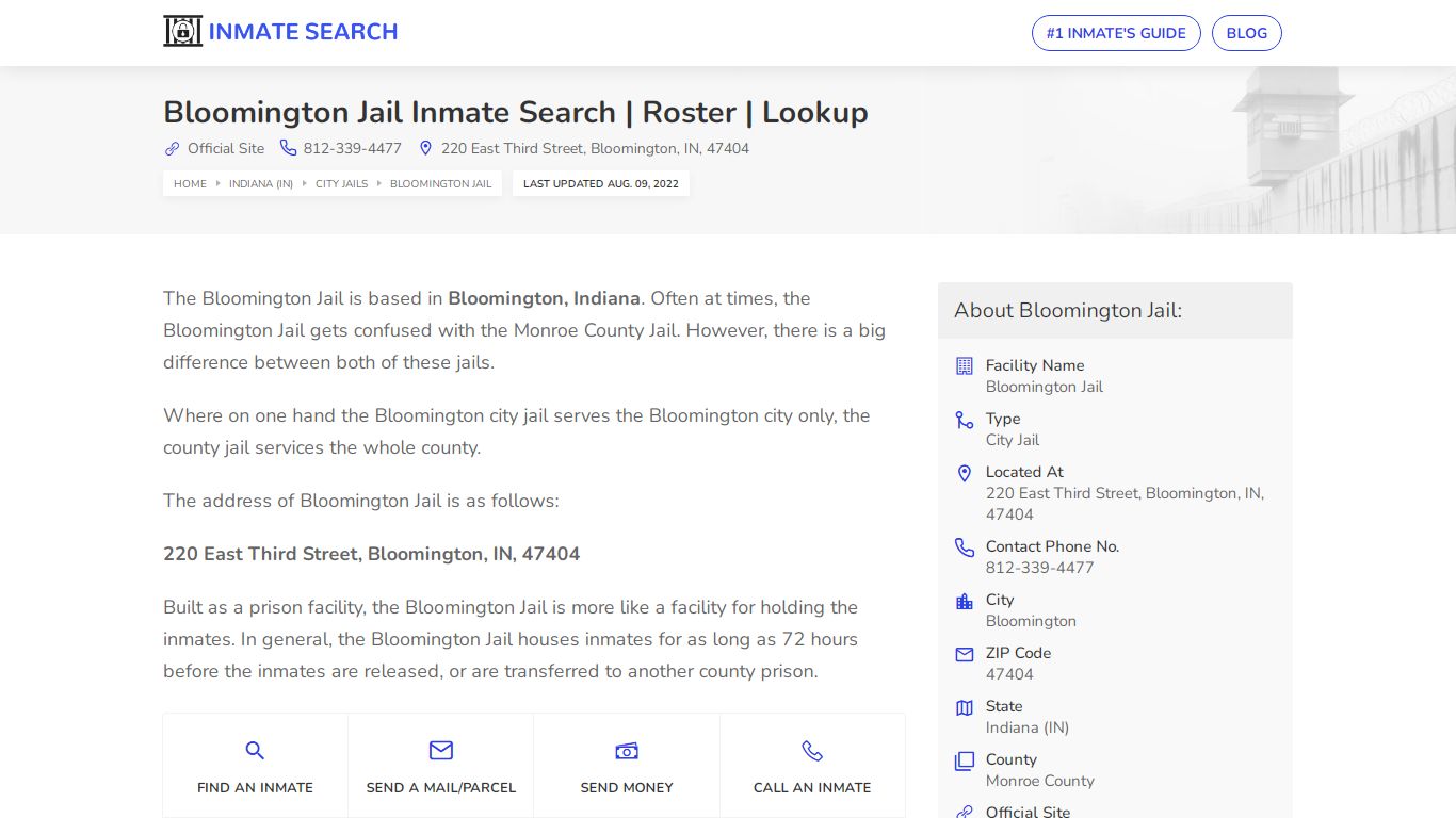 Bloomington Jail Inmate Search | Roster | Lookup