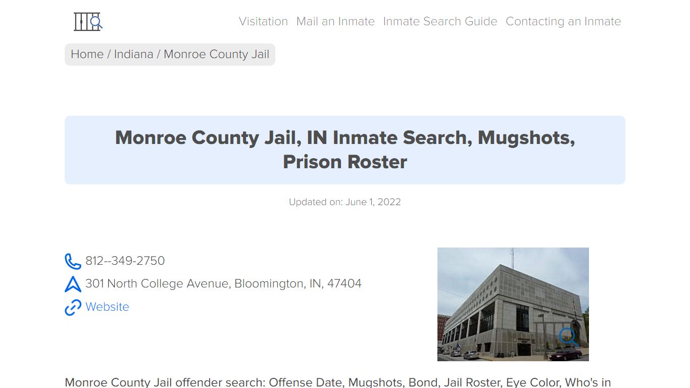 Monroe County Jail, IN Inmate Search, Mugshots, Prison ...